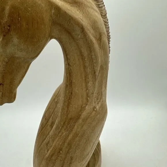 Hand Carved Wood Horse Head Statue Figure 12” Wooden Vintage - Picture 9 of 16